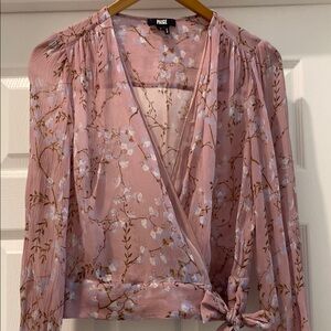 PAIGE Pink Floral Wrap Blouse
